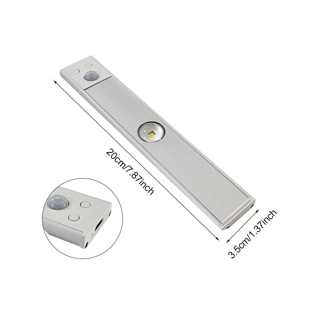 Rechargeable Motion Sensor Under Cabinet Light Bar USB Powered Closet Lighting Stick-On Wireless Stairway Night Light Dimmable Adjustable Co | Thomler