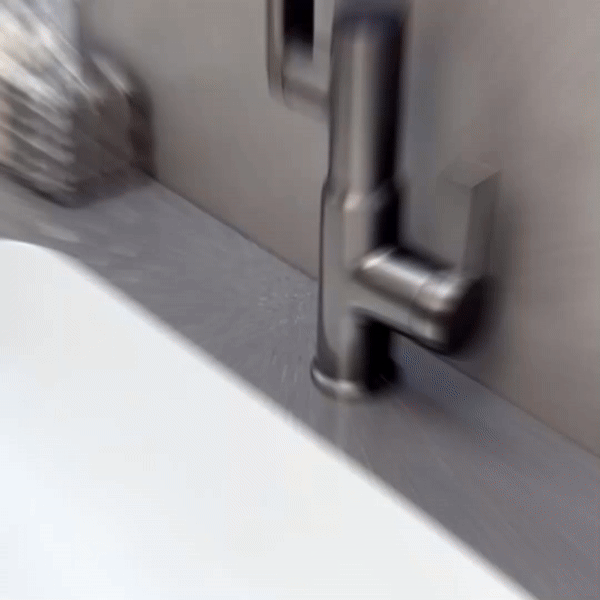 Rotating Sink Tap with Digital Temp Readout – 12-Inch Adjustable Spout, Full Swivel for Double Basins & Oversized Cookware | Thomler