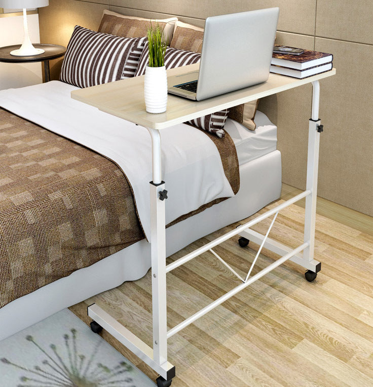 Rollbarer Laptoptisch mit höhenverstellbarem Stahlrahmen (70-88 cm) und Holzplatte, mobile Arbeitsstation für Schlafzimmer, Sofa, Home Office, kompaktes Design | Thomler