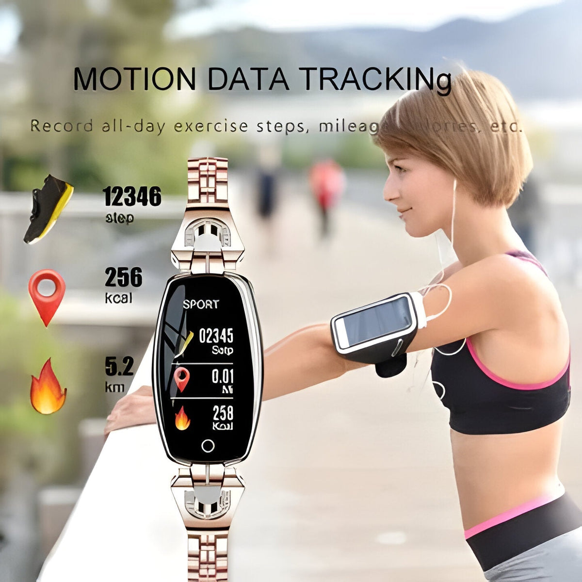 Activiteitstracker-armband voor dames met hartslag- en slaapmonitor, waterdichte draagbare wellness-band met sieraadkettingontwerp voor iPhone & | Thomler