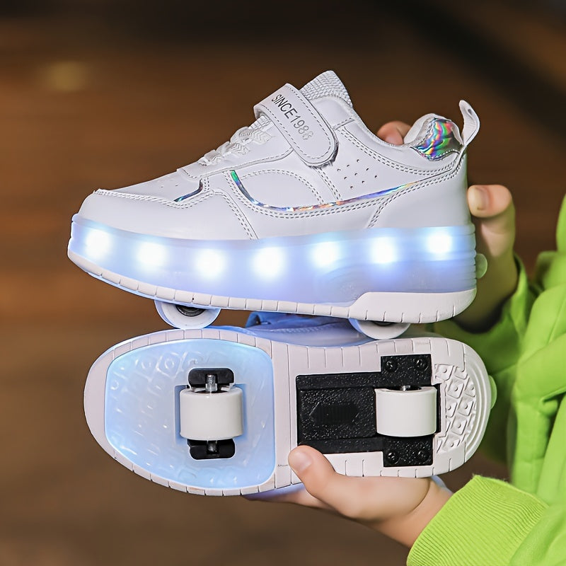 LED-Rollschuh-Sneaker für Kinder mit abnehmbaren Rollen – USB-aufladbare Inlineskates für Jungen & Mädchen