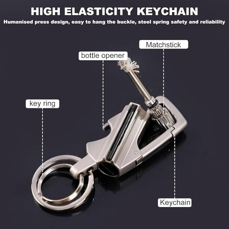 Refillable Fire Starter Keychain Bottle Opener Zinc Alloy 3.5 Inches Waterproof Windproof EDC Lighter Black Silver Gold for Camping Hiking S | Thomler