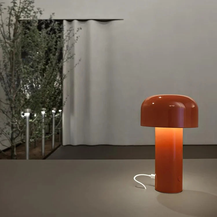 Rechargeable LED Mushroom Desk Lamp 8.3 in Cordless Touch Dimmer Warm White Portable Nightstand Light for Bedroom Living Room Patio Outdoor | Thomler