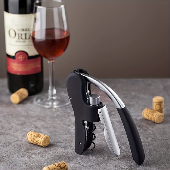 Double-Hinged Lever Wine Opener with Built-In Foil Blade for Red, White & Sparkling Bottles – Portable Bartender Tool for Kitchen, Restauran | Thomler
