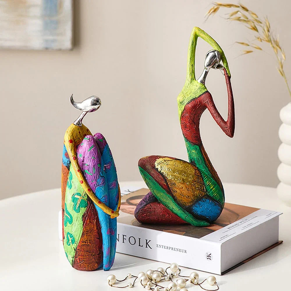 Resin Figurine Statue for Shelves Tabletop Display Home Decor Accent Piece Modern Contemporary Art Object for Living Room Bedroom Office | Thomler
