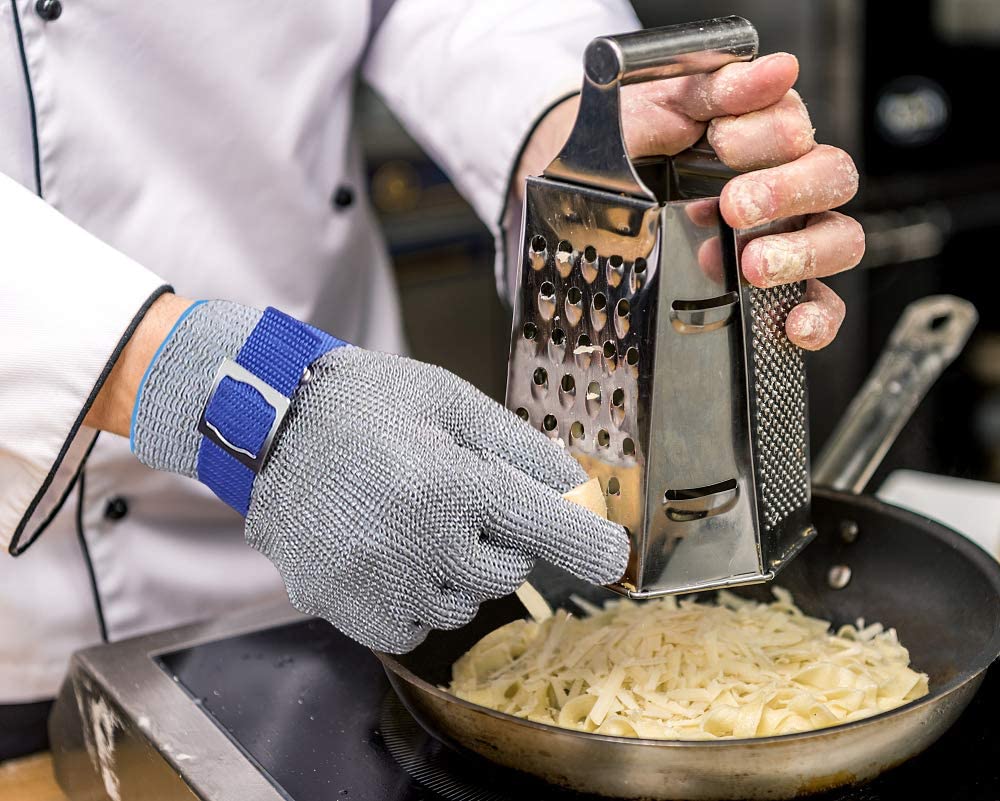 Schnittfeste Sicherheitshandschuhe | Arbeitshandschuhe aus Edelstahlgeflecht für die Lebensmittelzubereitung, Küche und Industrie | Flexibler Handschutz
