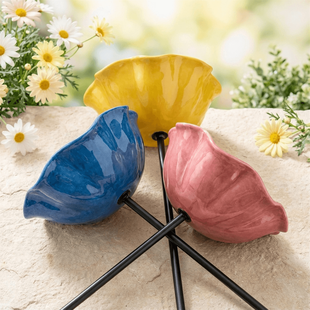 Flower-Shaped Bird Bath & Bee Watering Station Garden Stake for Hummingbirds Butterflies Pollinators Backyard Decor