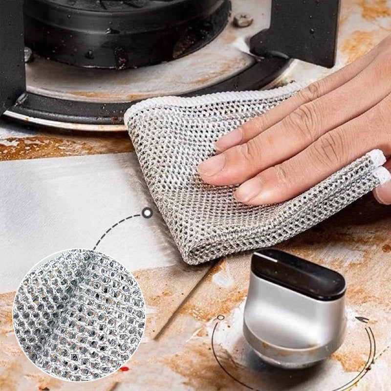 Estropajos de acero inoxidable para sartenes de hierro fundido, planchas, hornos y utensilios de cocina, malla de alambre reutilizable antiarañazos de 8 × 8 pulgadas para el hogar y restaurantes | Thomler