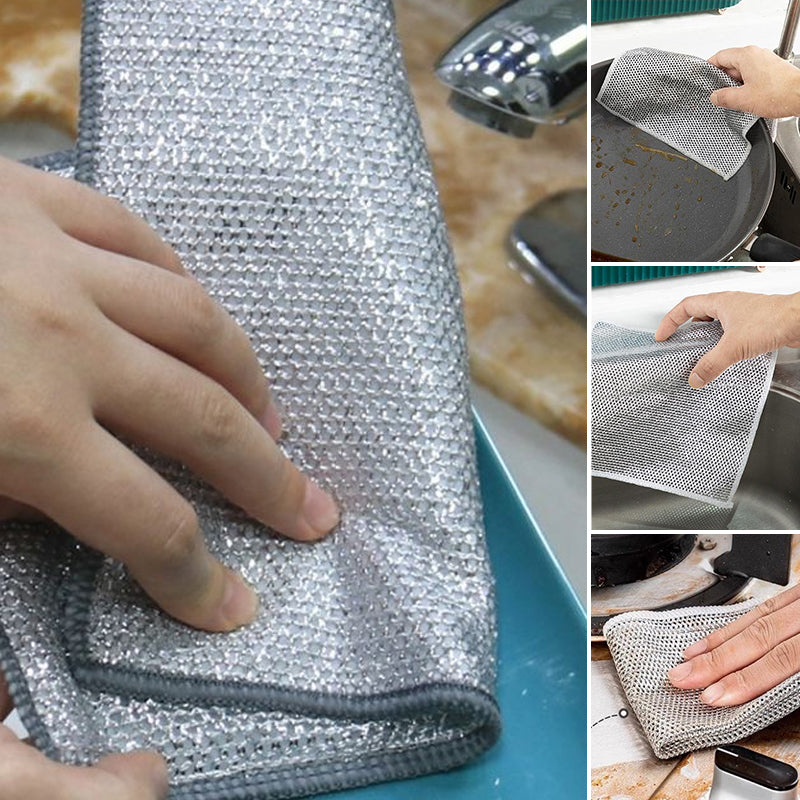 Estropajos de acero inoxidable para sartenes de hierro fundido, planchas, hornos y utensilios de cocina, malla de alambre reutilizable antiarañazos de 8 × 8 pulgadas para el hogar y restaurantes | Thomler
