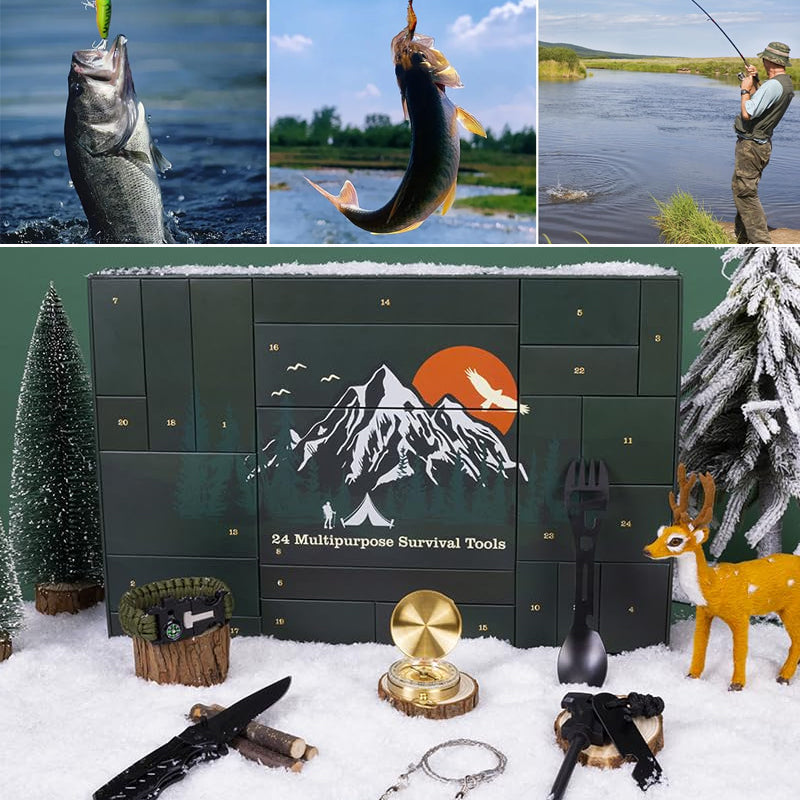 Outdoor Survival Gear Advent Calendar for Men – 24 Days of Adventure Tools for Camping Hiking Wilderness Exploration | Thomler