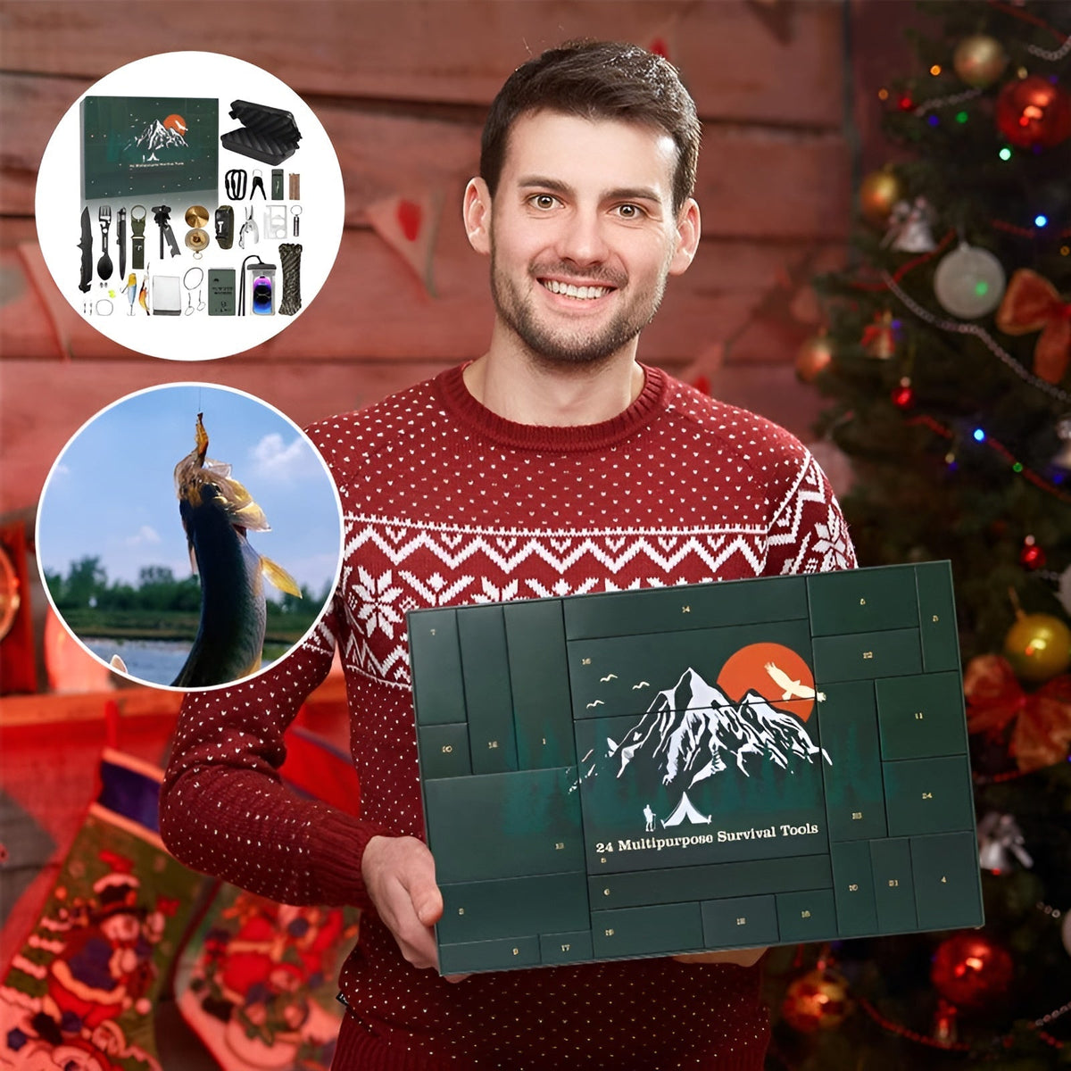 Outdoor Survival Gear Advent Calendar for Men – 24 Days of Adventure Tools for Camping Hiking Wilderness Exploration | Thomler