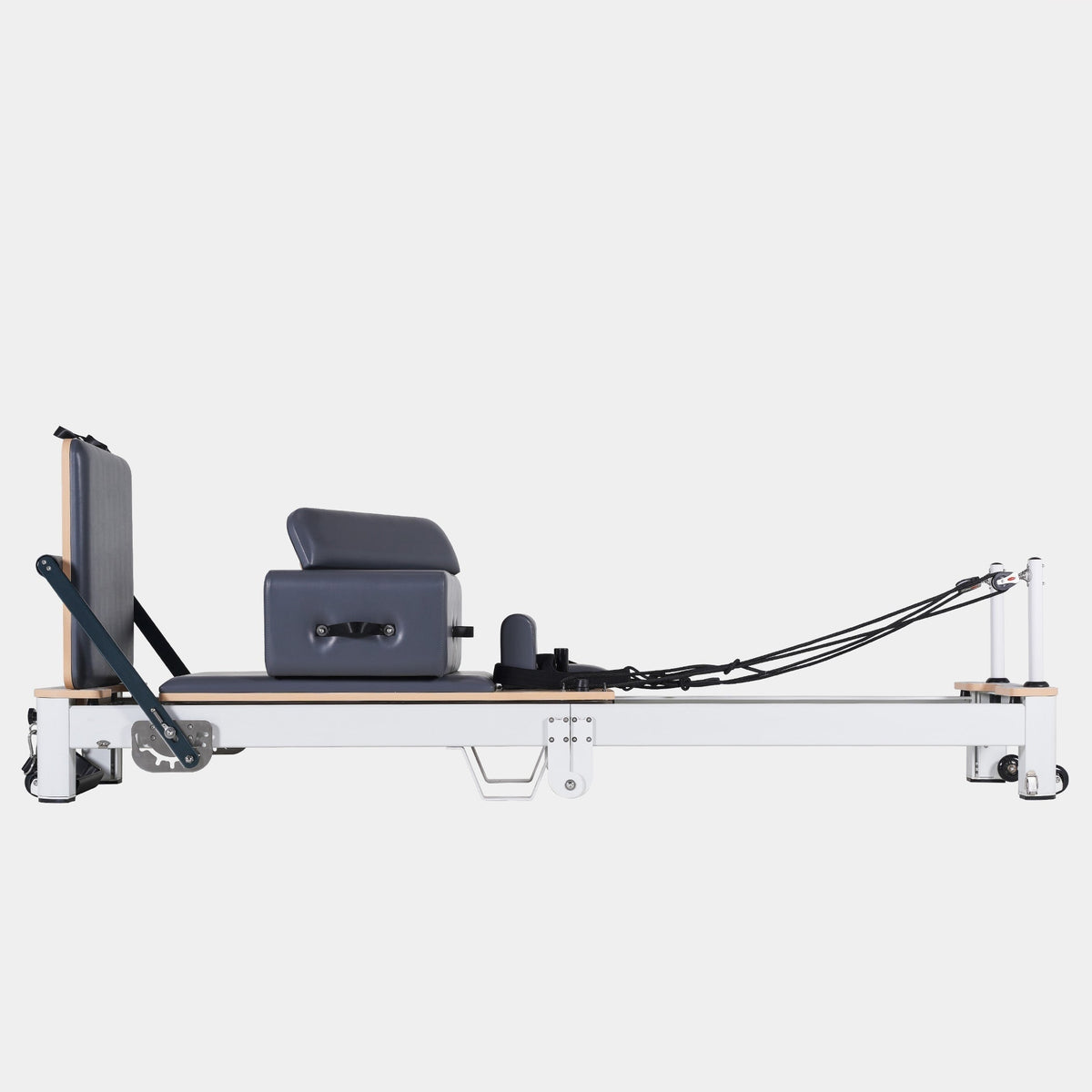 Foldable Aluminum Pilates Reformer — folded for storage