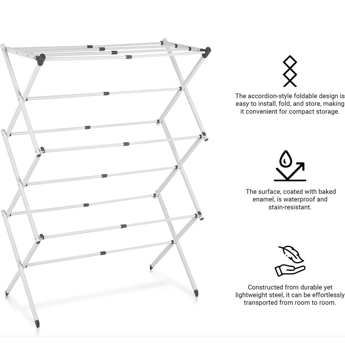 Foldable Clothes Drying Rack With Lightweight Space-Saving Design