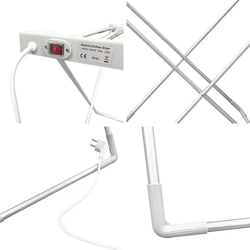 Collapsible Heated Drying Rack with Aluminum Warming Bars for Indoor Laundry