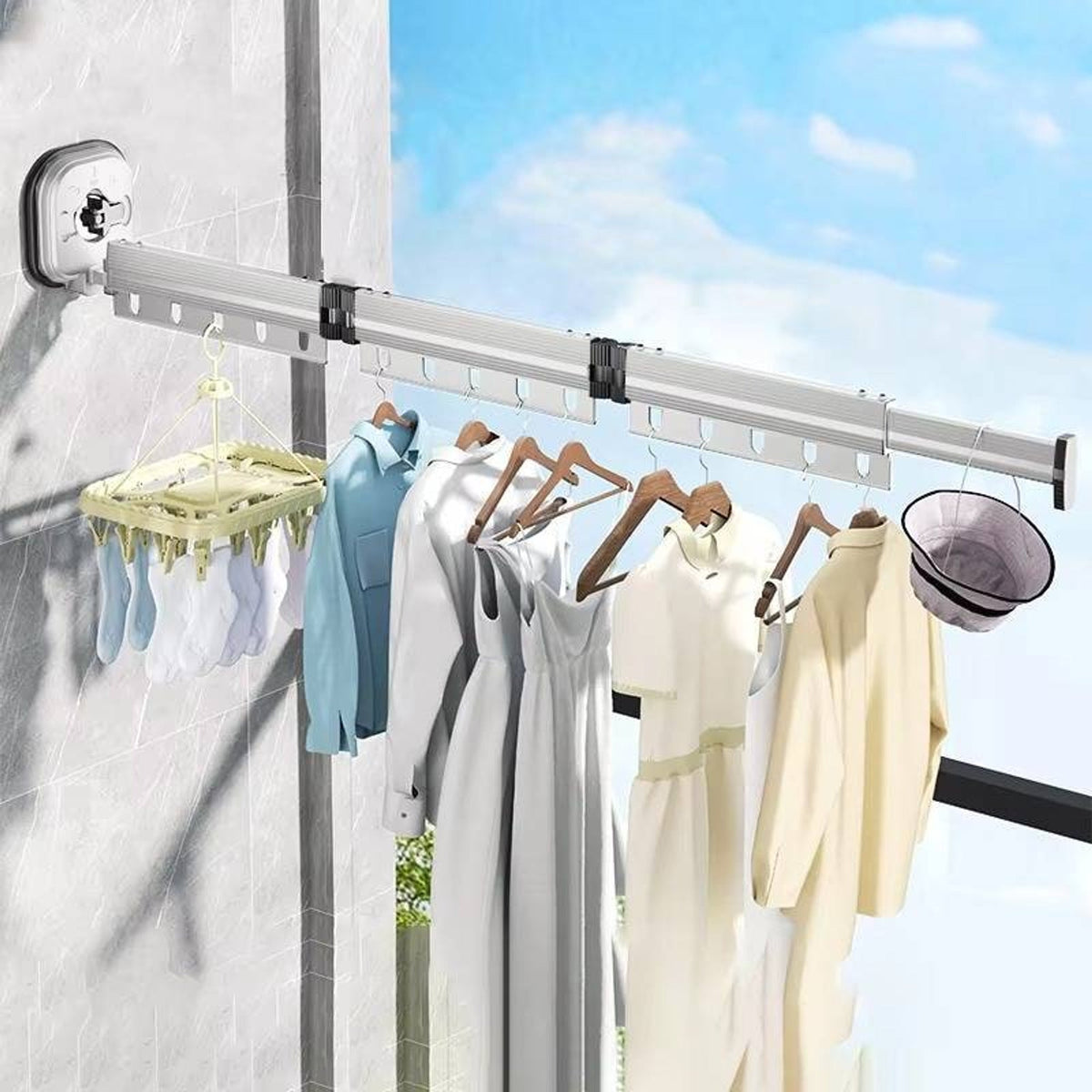 Tendedero de ropa plegable con diseño que ahorra espacio