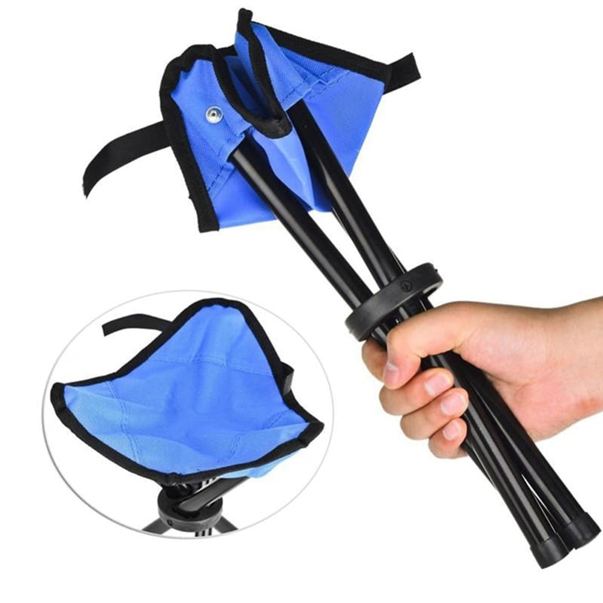 Taburete trípode plegable con escalón resistente