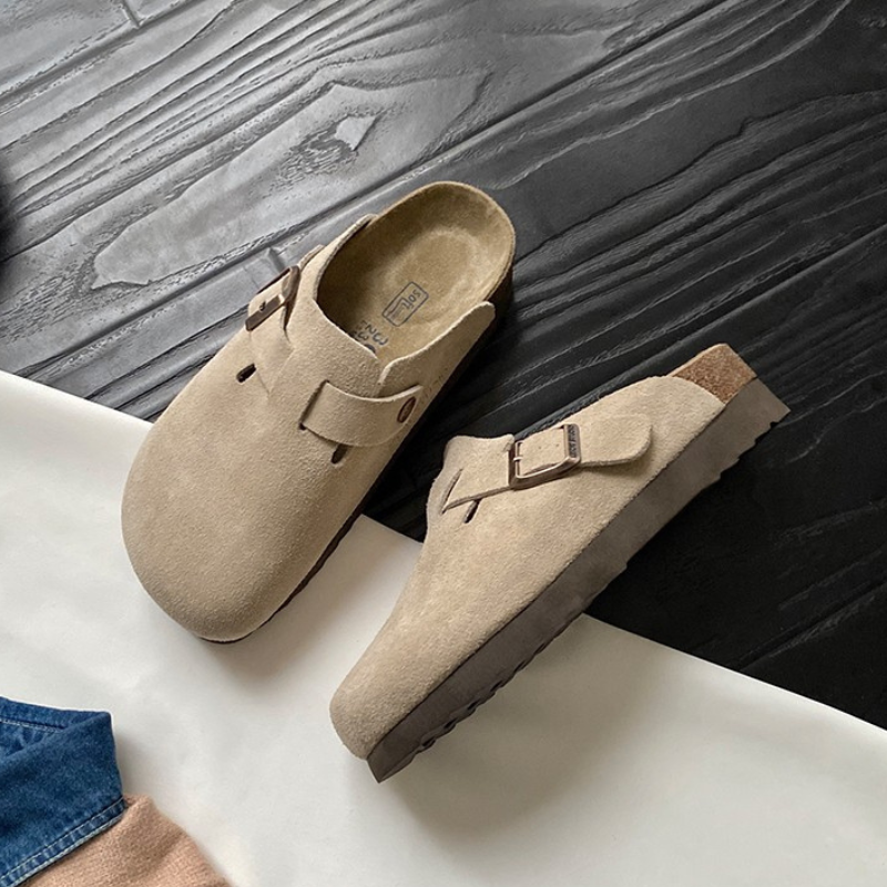Unisex-Ledersandalen mit verstellbarem Riemen – Gepolsterte Pantoletten für drinnen, draußen und jeden Tag für Damen und Herren