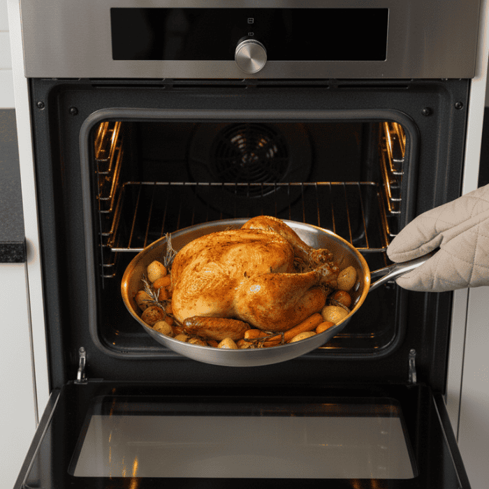 Titanium Skillet 11 Inch Uncoated Metal Surface Compatible Induction Gas Electric Ceramic Stovetop Kitchen Cookware Home Chef | Thomler