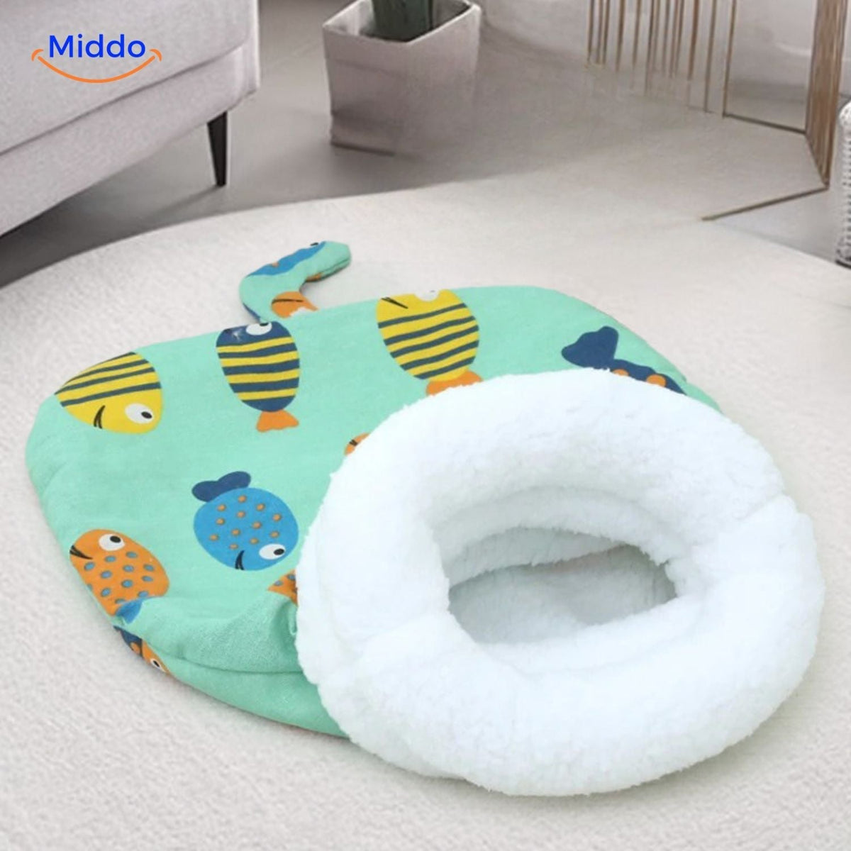 Enclosed Cat Sleeping Bag Bed – Plush Hooded Pet Cave for Warmth & Security