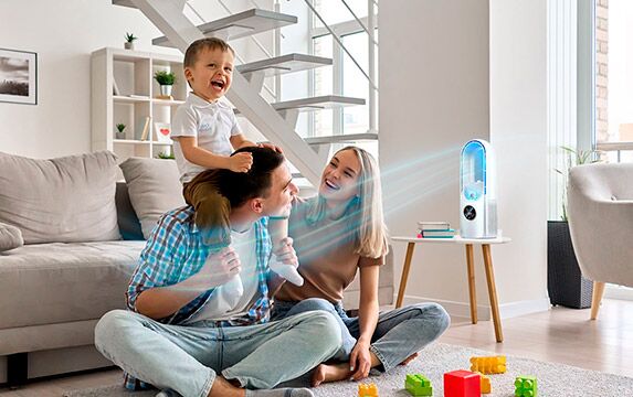 Persönlicher USB-betriebener 12-Zoll-Tisch-Verdunstungskühler, tragbarer Ventilator mit 6 Geschwindigkeitsstufen und Fernbedienung für Schlafzimmer, Büro, Wohnheim und kleine Räume