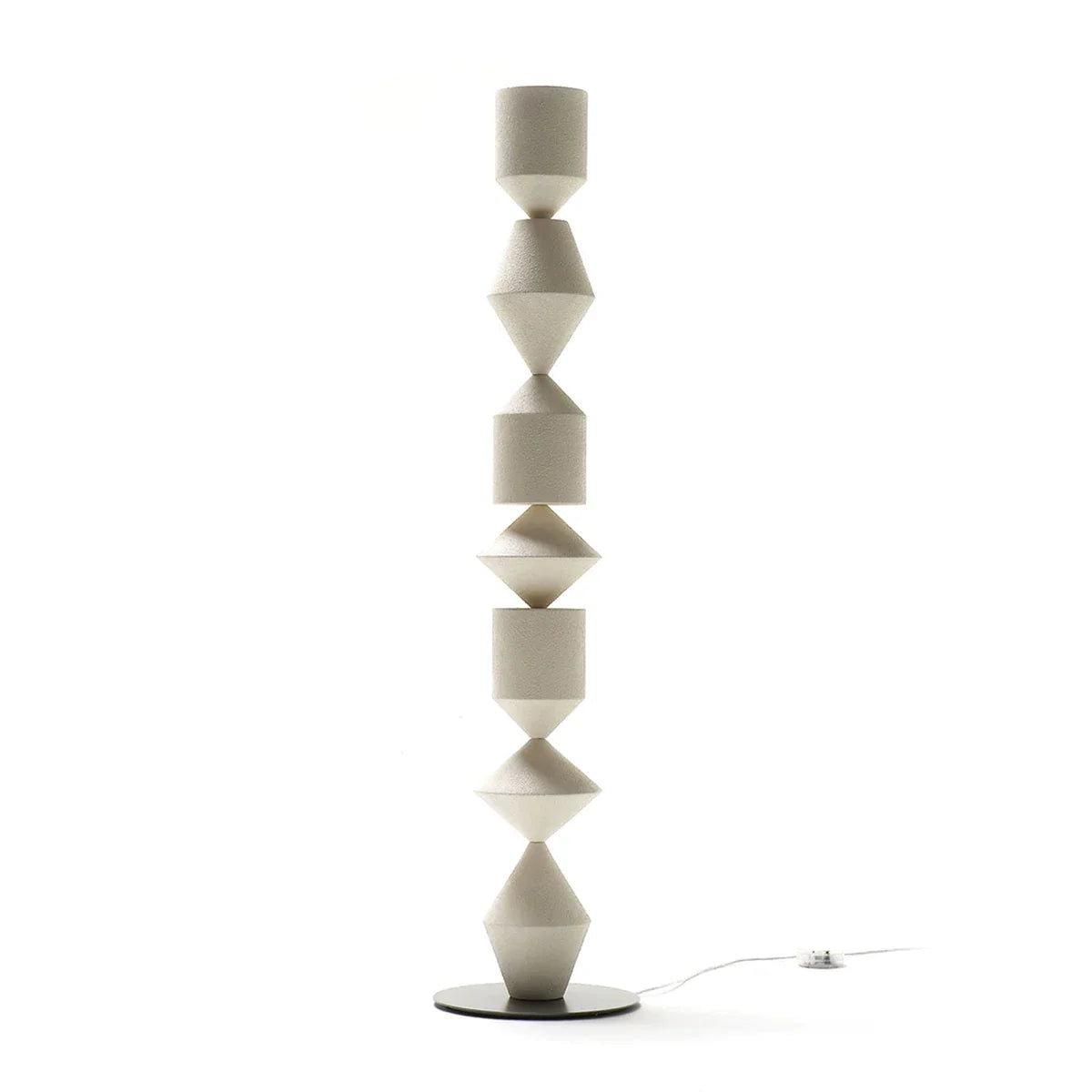 Lámpara de pie geométrica de hierro alta de 60 pulgadas en color nogal, negro y blanco para sala de estar, dormitorio, luz ambiental, decoración minimalista moderna | Thomler
