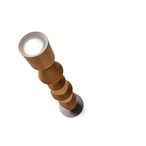 Lámpara de pie geométrica de hierro alta de 60 pulgadas en color nogal, negro y blanco para sala de estar, dormitorio, luz ambiental, decoración minimalista moderna | Thomler