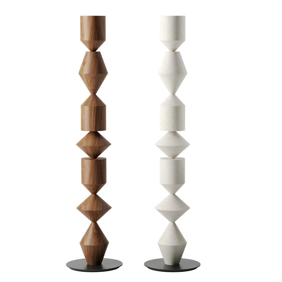 Lámpara de pie geométrica de hierro alta de 60 pulgadas en color nogal, negro y blanco para sala de estar, dormitorio, luz ambiental, decoración minimalista moderna | Thomler