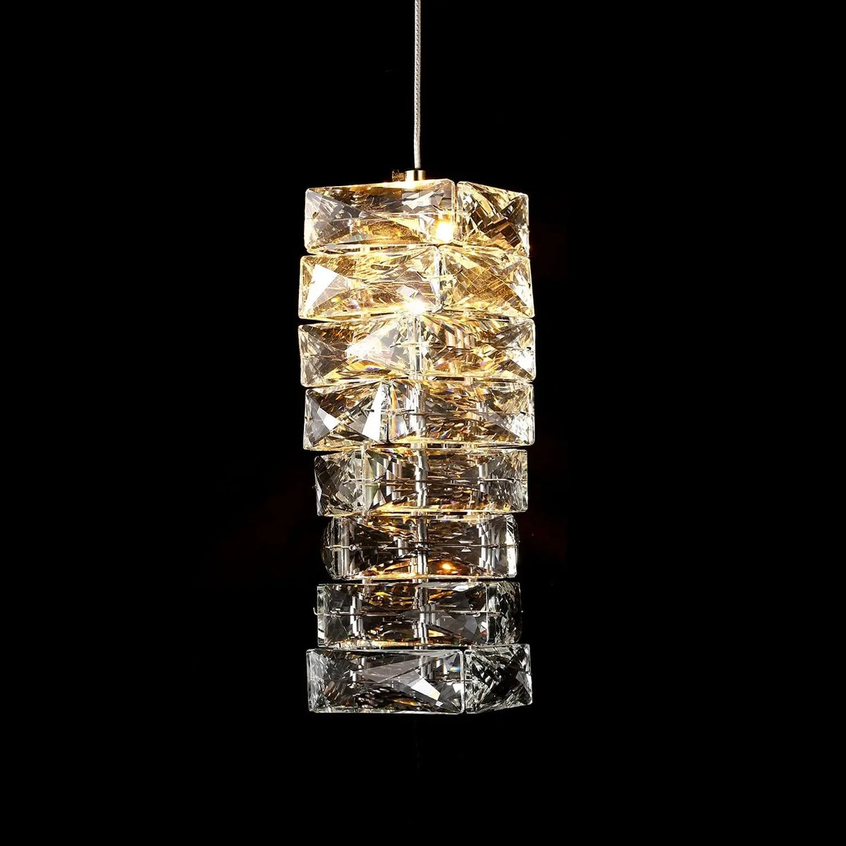 Layered Glass LED Hanging Light 10 in Vertical Drop Chrome Gold Kitchen Island Dining Room Ceiling Fixture Modern Stacked Crystal Pendant Ba | Thomler