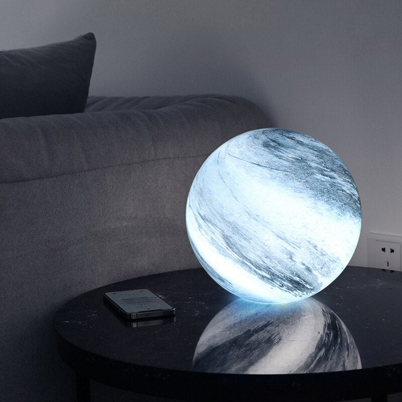 3D Lunar Sphere Desk Lamp with Remote Control 16 Color LED Orb Light for Bedroom Nightstand Living Room Home Decor Gift | Thomler