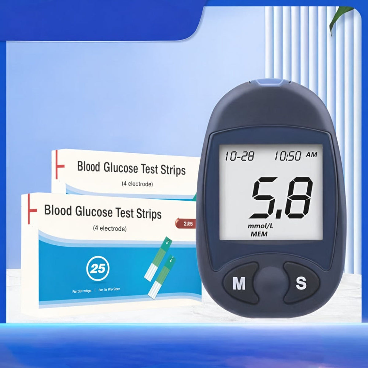 Blood Glucose Monitor Sugar Test Meter Kit With Memory Storage For Quick Readings And Easy Operation