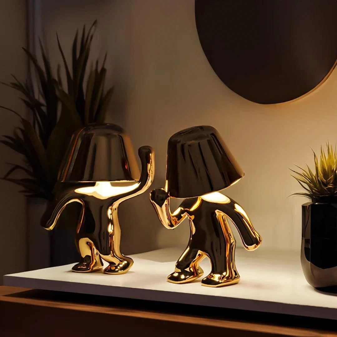 Rechargeable Figurine LED Lamp Gold 7.6 Inch Cordless Touch Control Nightstand Light 2700K Warm Glow Sculptural Accent for Bedroom Office Ho | Thomler