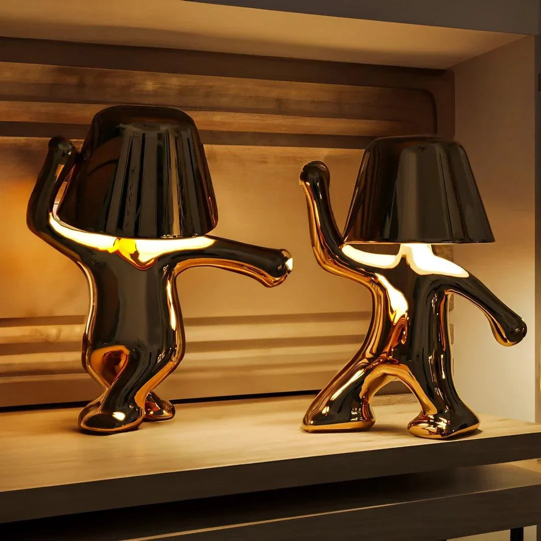 Rechargeable Figurine LED Lamp Gold 7.6 Inch Cordless Touch Control Nightstand Light 2700K Warm Glow Sculptural Accent for Bedroom Office Ho | Thomler