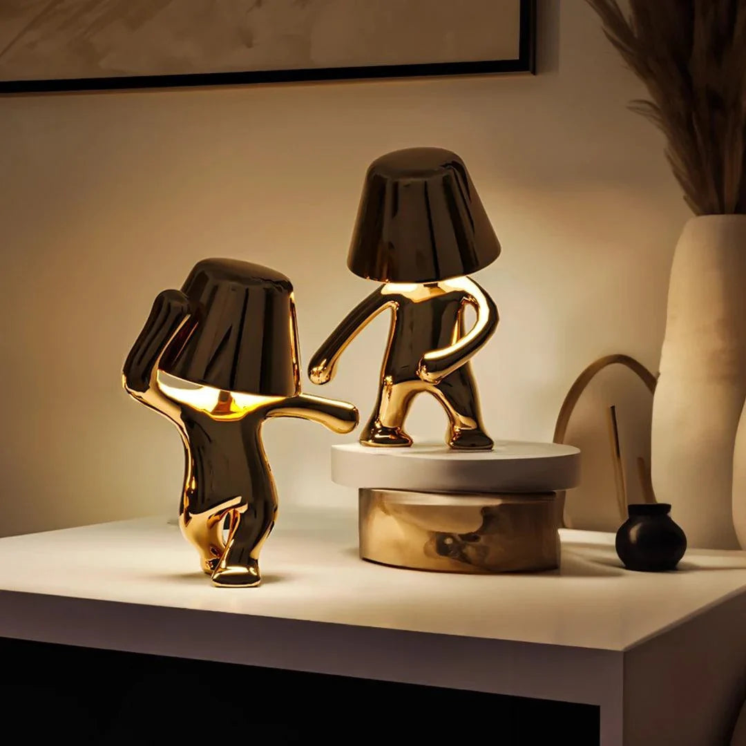 Rechargeable Figurine LED Lamp Gold 7.6 Inch Cordless Touch Control Nightstand Light 2700K Warm Glow Sculptural Accent for Bedroom Office Ho | Thomler