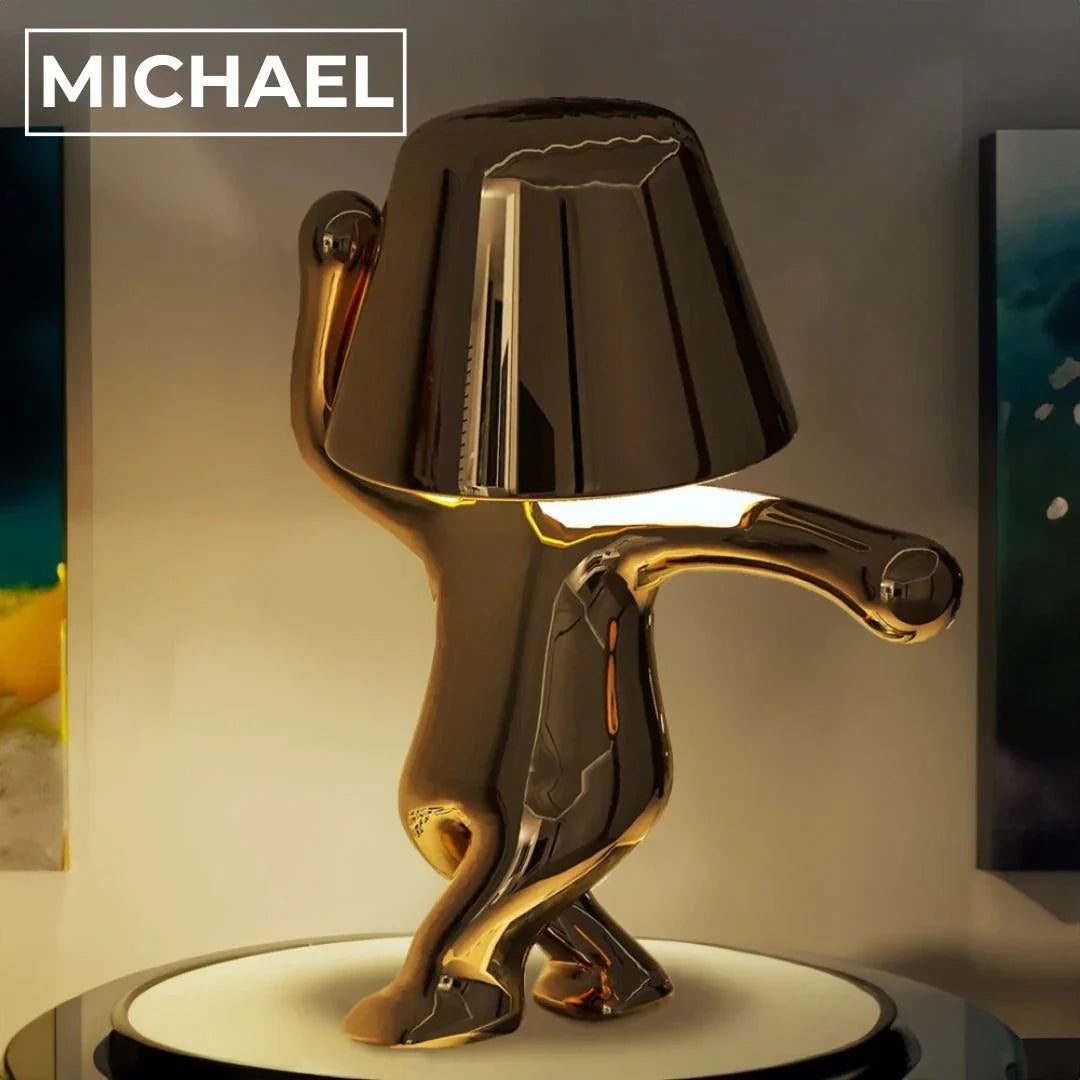 Rechargeable Figurine LED Lamp Gold 7.6 Inch Cordless Touch Control Nightstand Light 2700K Warm Glow Sculptural Accent for Bedroom Office Ho | Thomler