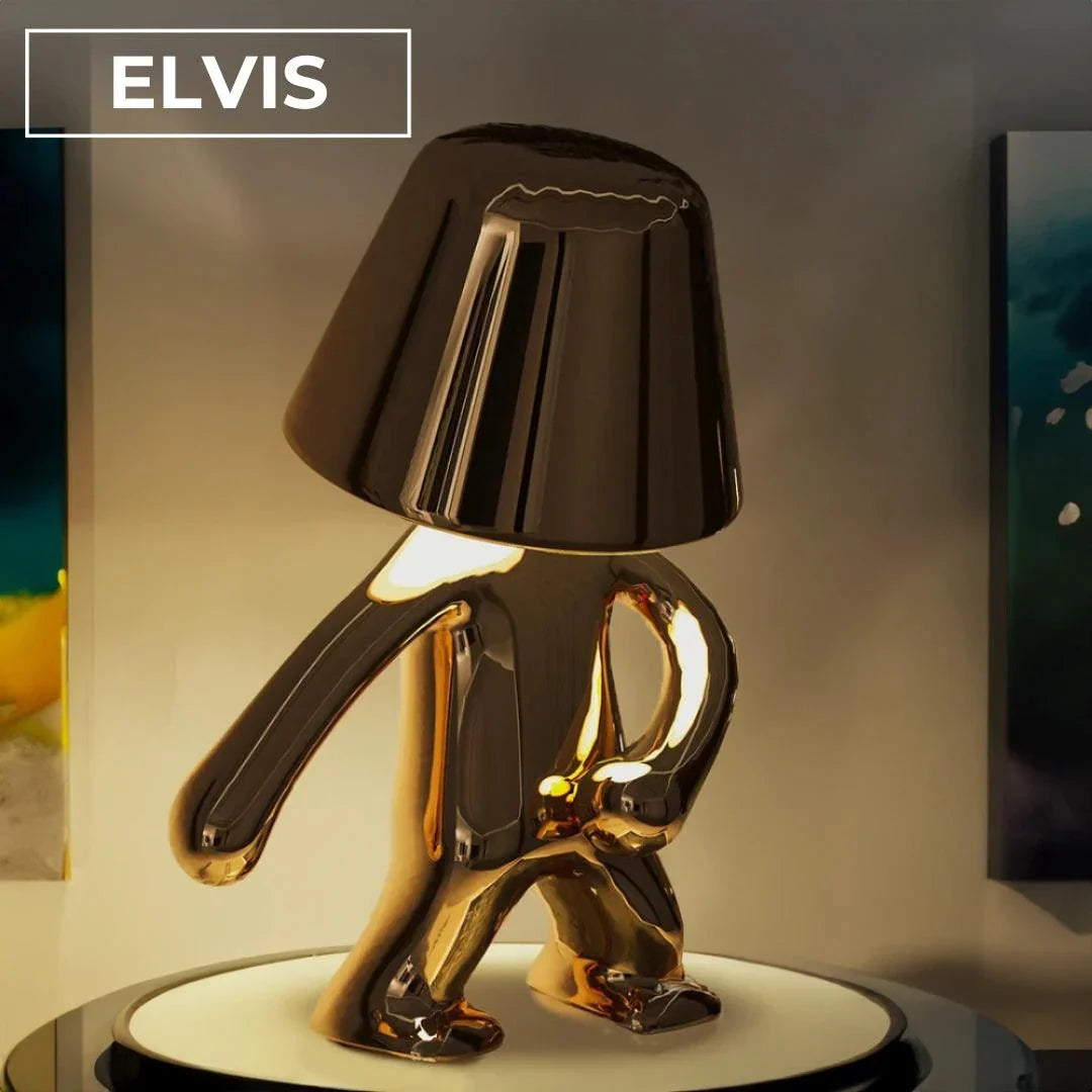 Rechargeable Figurine LED Lamp Gold 7.6 Inch Cordless Touch Control Nightstand Light 2700K Warm Glow Sculptural Accent for Bedroom Office Ho | Thomler
