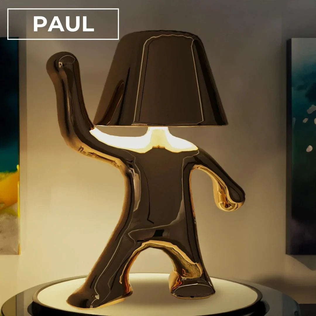 Rechargeable Figurine LED Lamp Gold 7.6 Inch Cordless Touch Control Nightstand Light 2700K Warm Glow Sculptural Accent for Bedroom Office Ho | Thomler