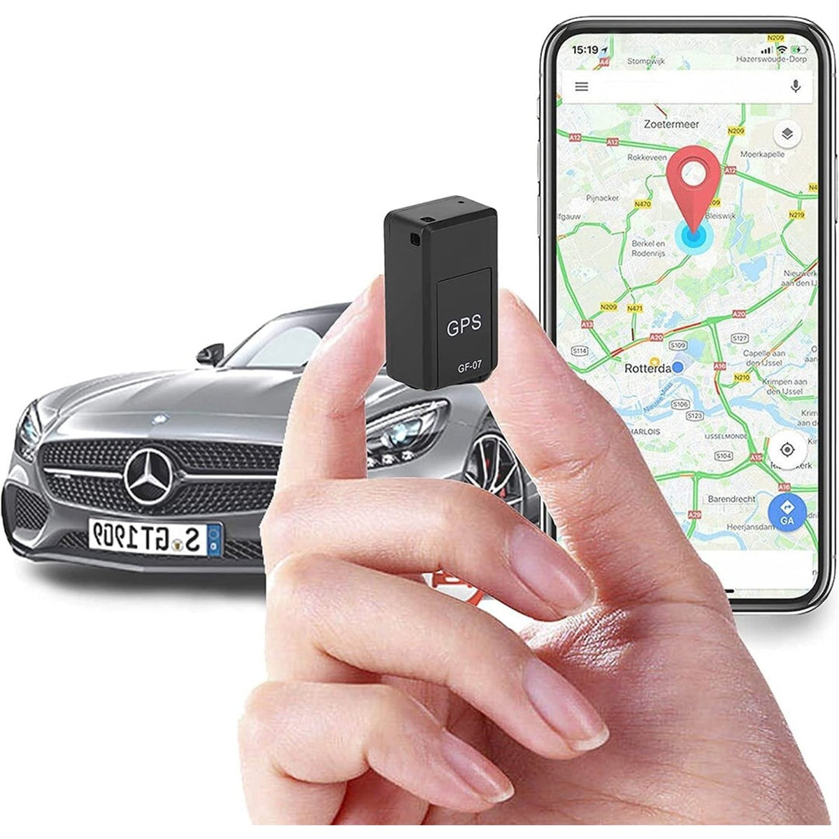 Rastreador GPS magnético compacto para vehículos y más, con seguimiento en tiempo real y batería de larga duración