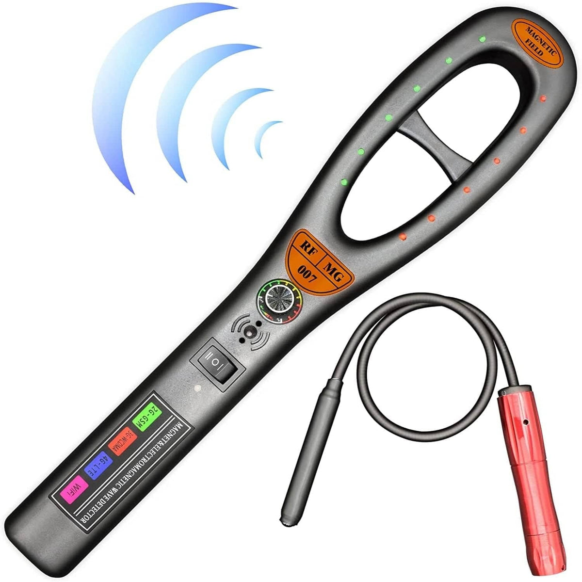Detector de rastreadores GPS con rango de detección mejorado y batería de larga duración, portátil con tubo incluido