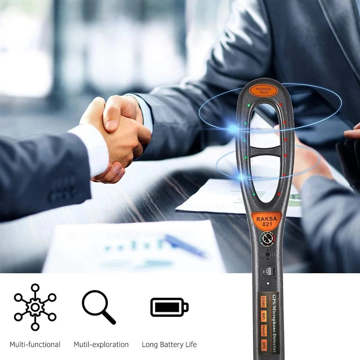 Detector de rastreadores GPS con rango de detección mejorado y batería de larga duración, portátil con tubo incluido