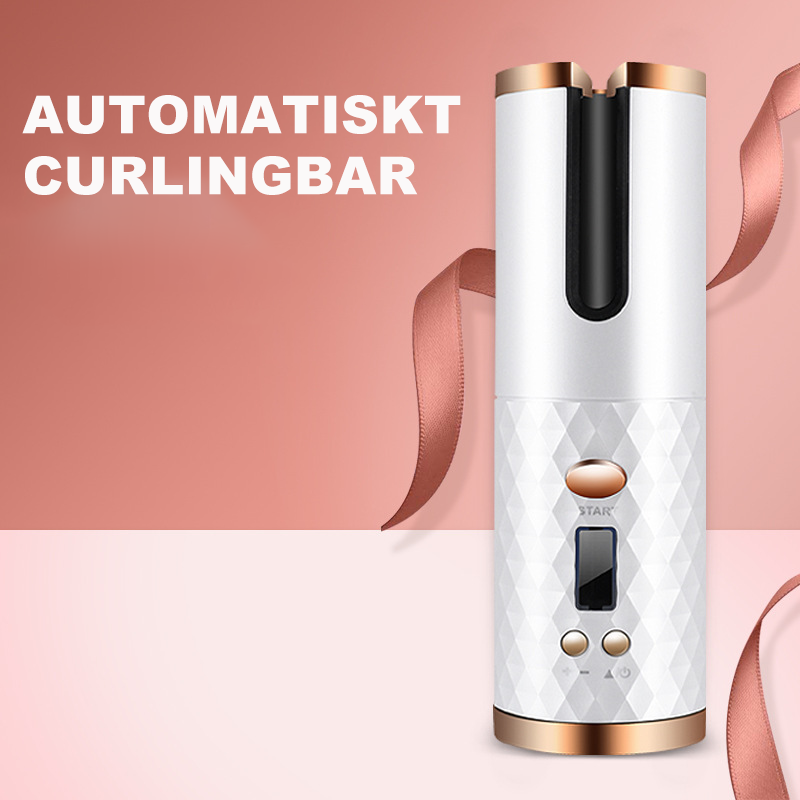 Cordless Automatic Hair Curler with Ceramic Barrel & 6 Heat Settings for Travel Styling