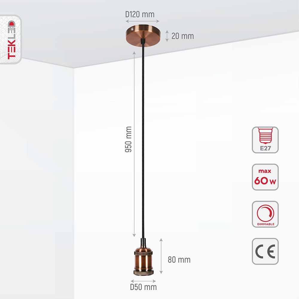 Retro Edison Socket Hanging Lamp with 61-Inch Adjustable Cord for Dining Tables and Kitchen Islands | Thomler