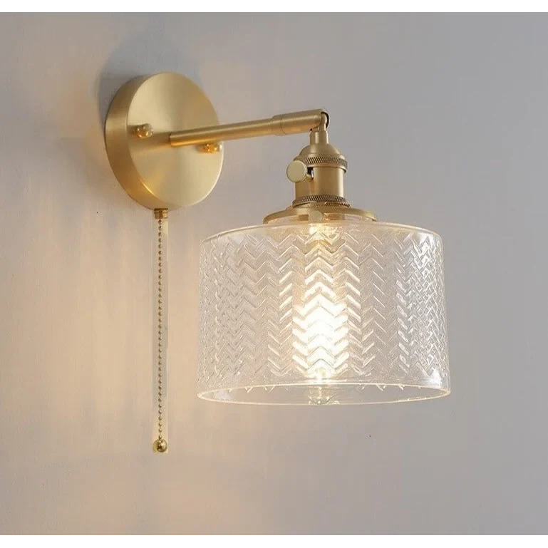 Aplique ajustable con pantalla de cristal en verde o transparente para dormitorio, sala de estar o pasillo | Lámpara de pared interior con brazo pivotante, base E27 para M | Thomler