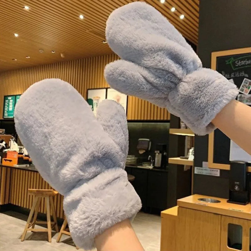 Donzige pluche wanten winter warme handschoenen