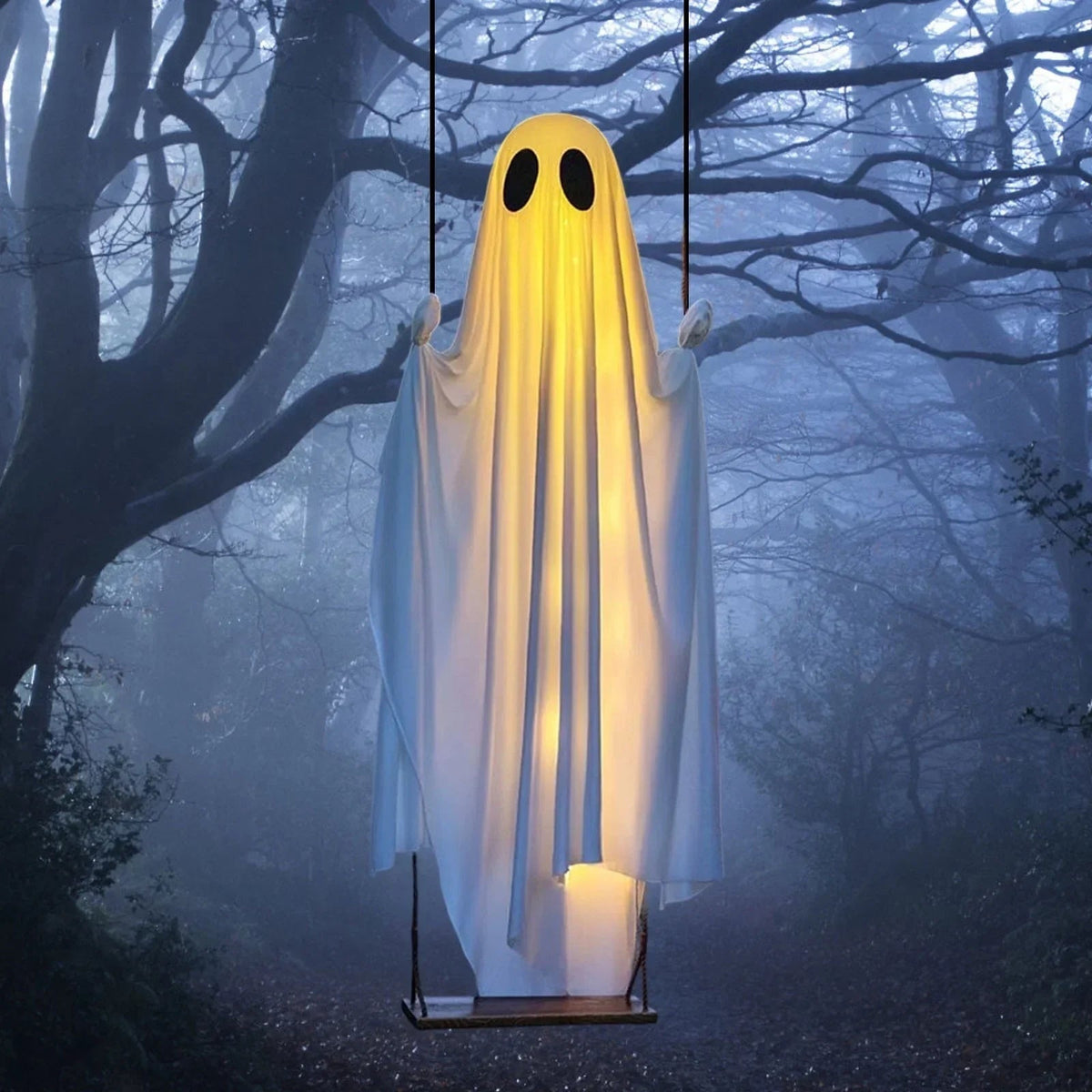 Decoración de Halloween: fantasma colgante con luces LED integradas, ideal para interiores y exteriores