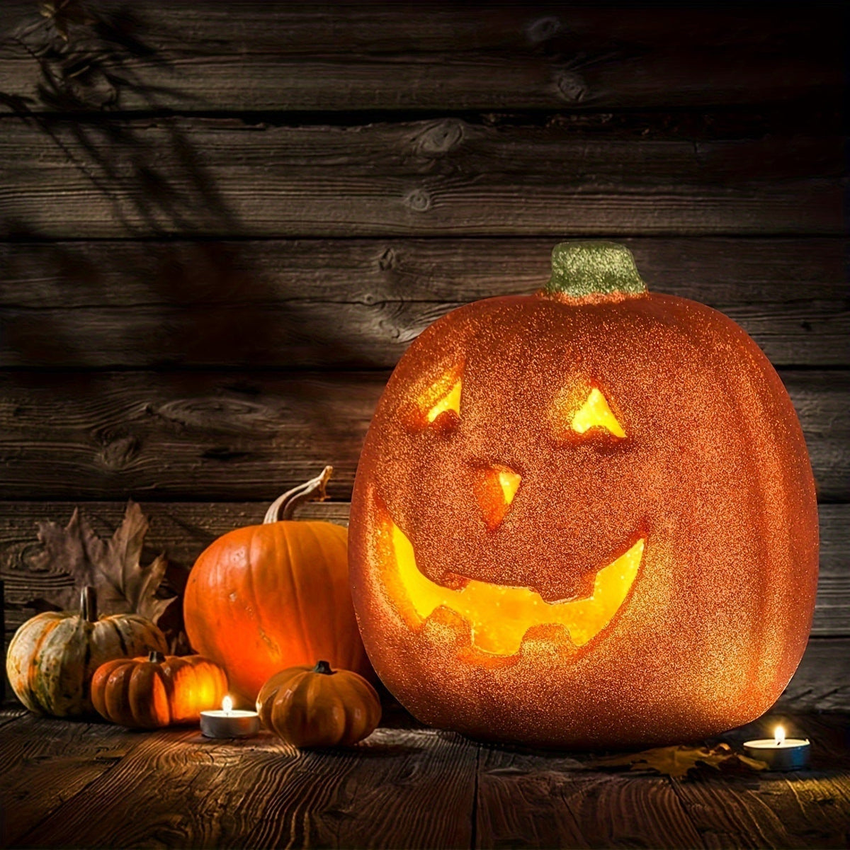 Decoración de Jack O'Lantern de calabaza de Halloween con luz a pilas