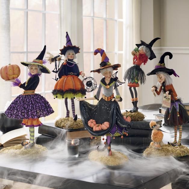 Halloween Witch Figurine Decorative Resin Figure For Indoor Display Lightweight Design Halloween Decor