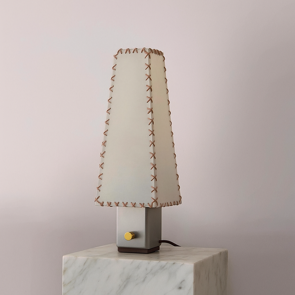 Accent Lamp with Natural Fabric Shade 20 Inch Stainless Steel Base Warm Glow E14 Socket for Nightstand Console Office Bedroom Living Room Re | Thomler