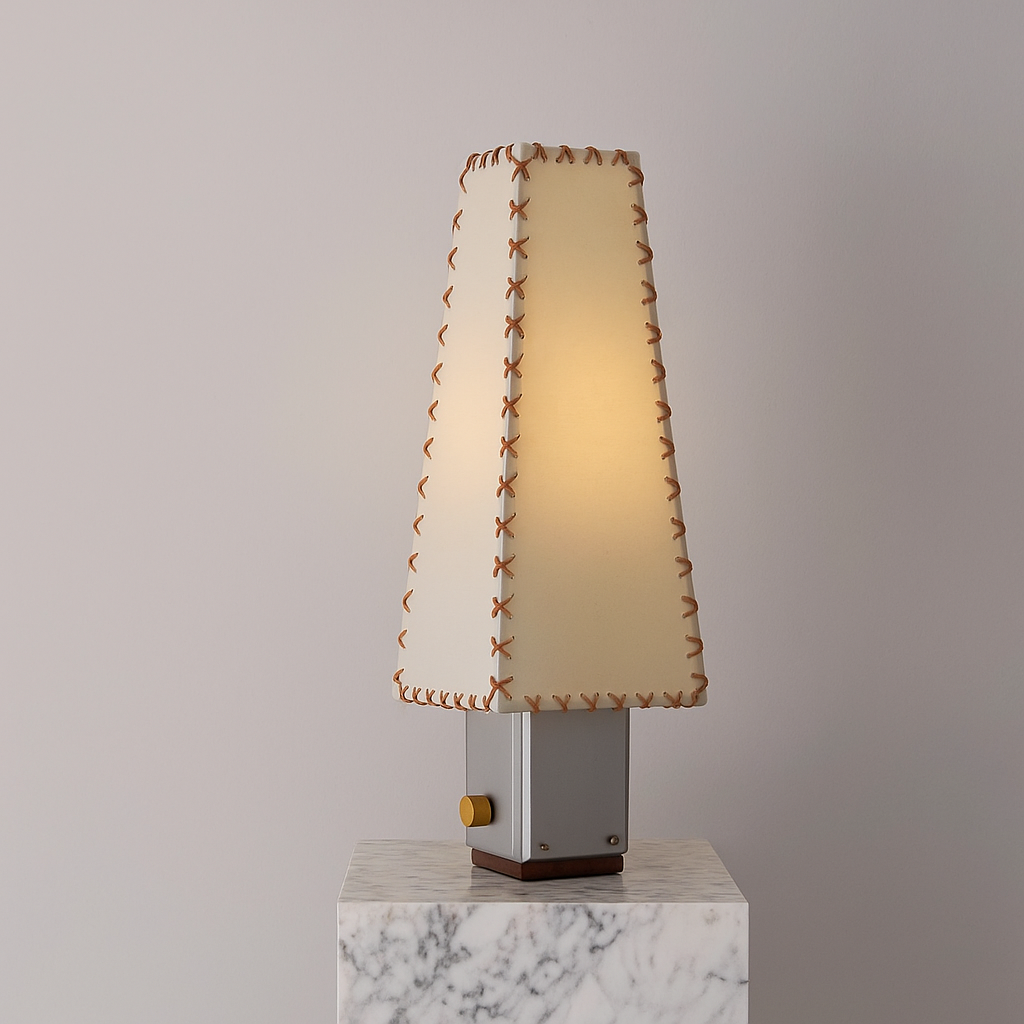 Accent Lamp with Natural Fabric Shade 20 Inch Stainless Steel Base Warm Glow E14 Socket for Nightstand Console Office Bedroom Living Room Re | Thomler