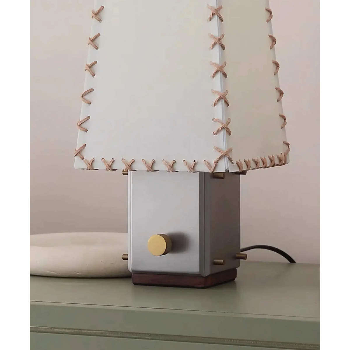 Accent Lamp with Natural Fabric Shade 20 Inch Stainless Steel Base Warm Glow E14 Socket for Nightstand Console Office Bedroom Living Room Re | Thomler