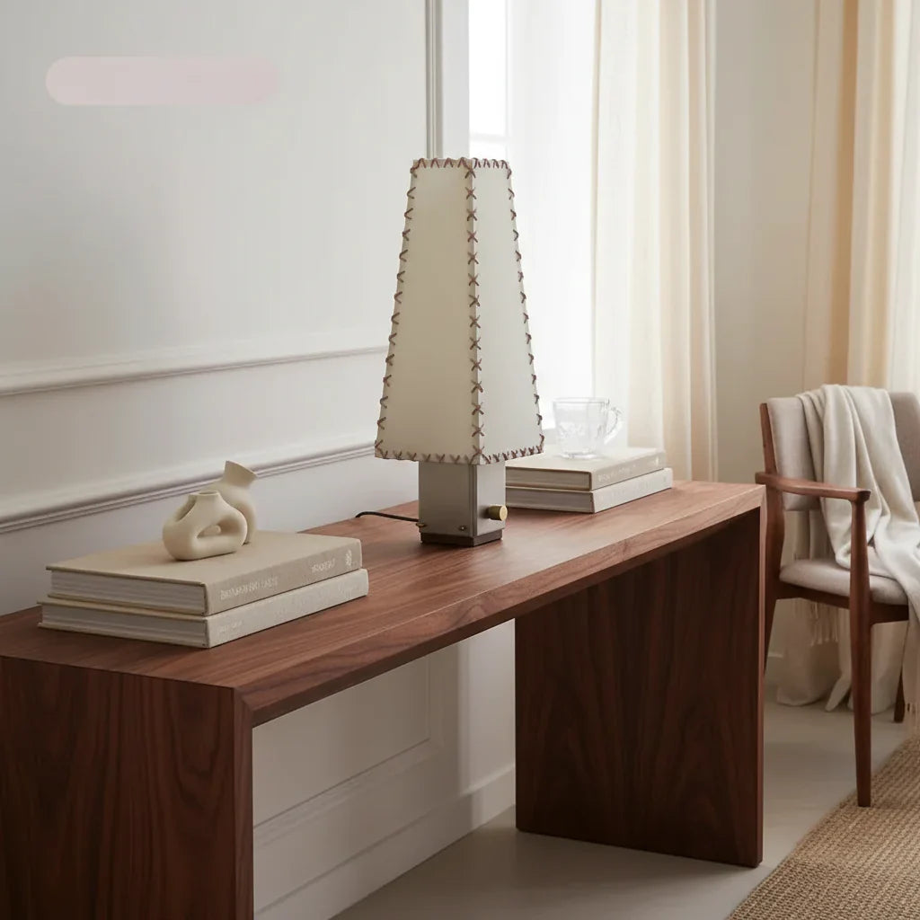 Accent Lamp with Natural Fabric Shade 20 Inch Stainless Steel Base Warm Glow E14 Socket for Nightstand Console Office Bedroom Living Room Re | Thomler